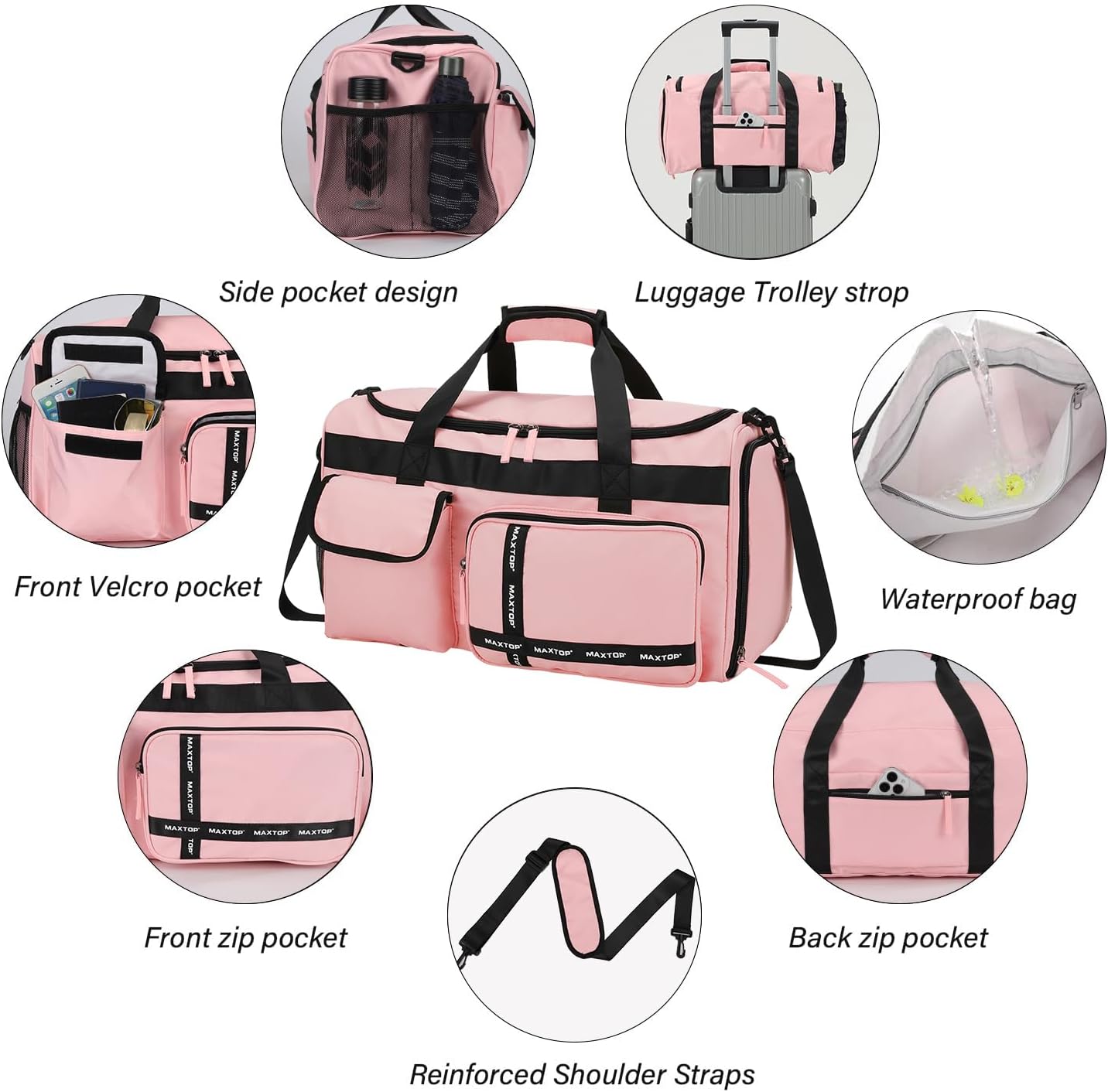 Gym Bag for Women Men Travel Duffle Bag Large Capacity Carry On Weekender Overnight Bag With Shoe Compartment Gym Tote Dry Wet Separation Duffel Bag for Travel